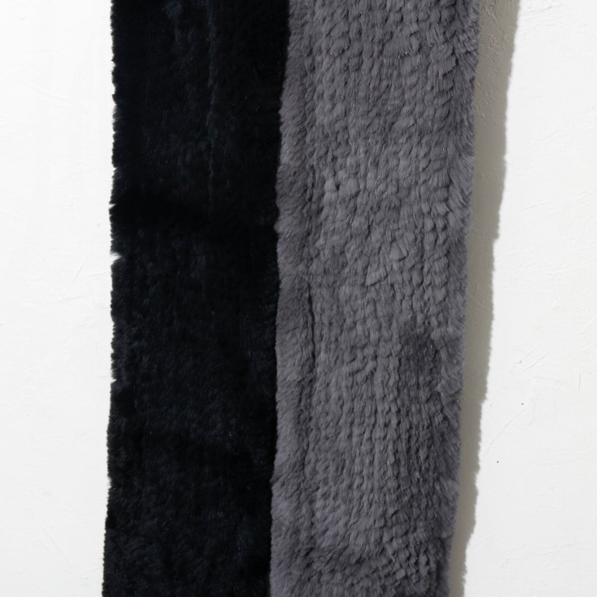 RABBIT FUR SCARF /   black × gray