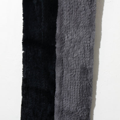 RABBIT FUR SCARF /   black × gray