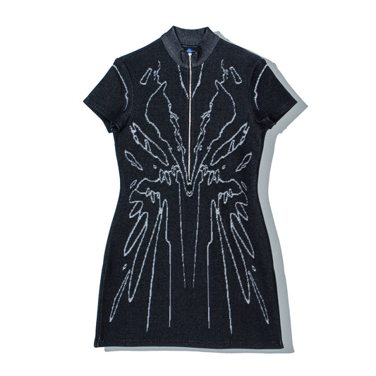 "Bionic Synapse" Jacquard knit dress / black