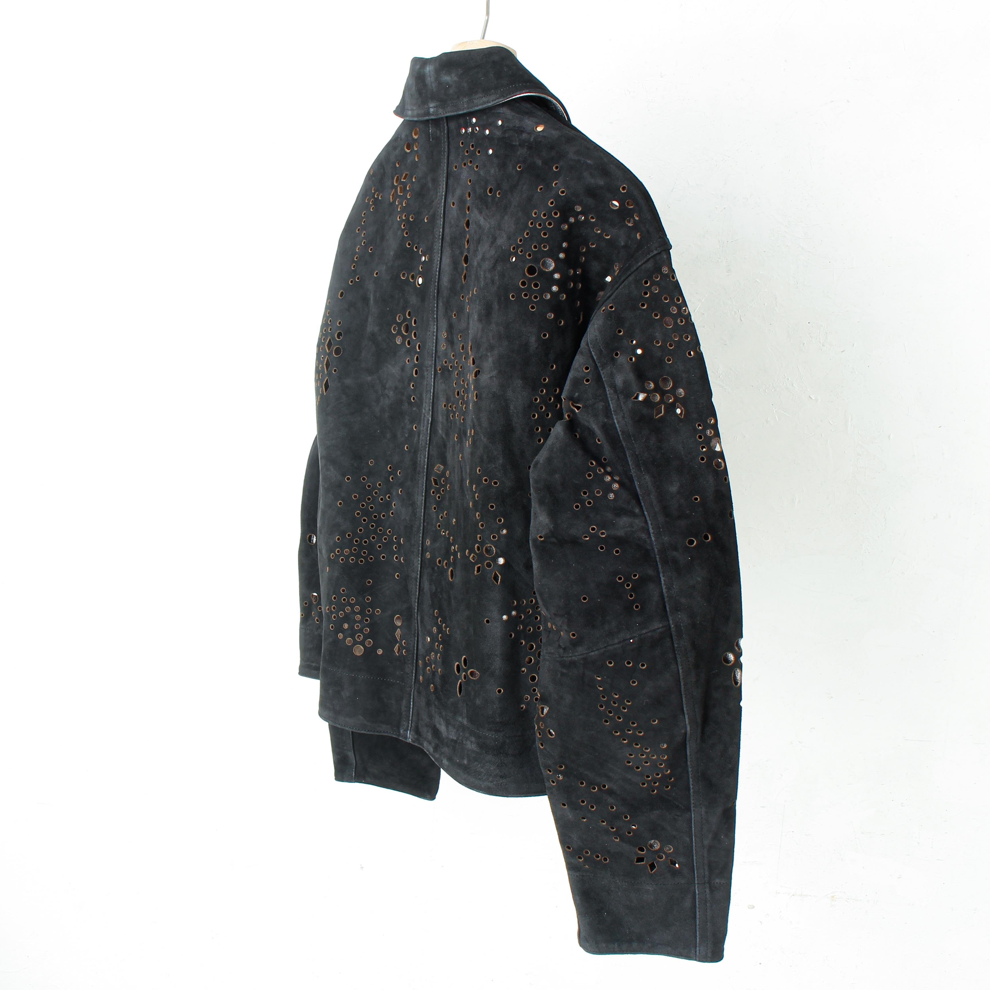 GALAXY-CUT LEATHER JACKET / black