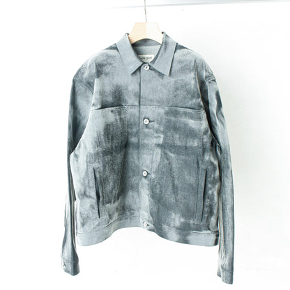 dusted aging denim jacket