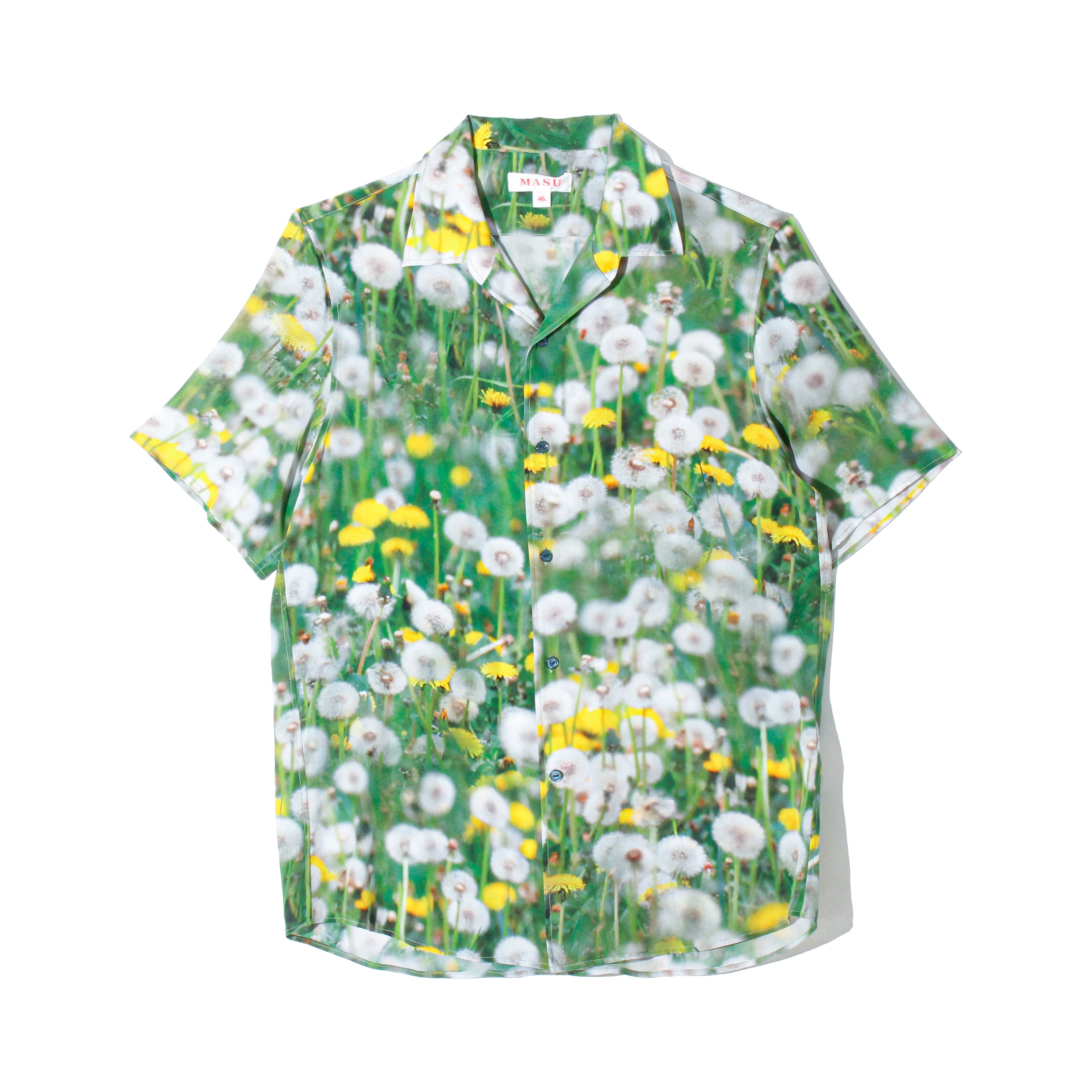 PRINT OPEN COLLAR SILK SHIRT / DANDELION