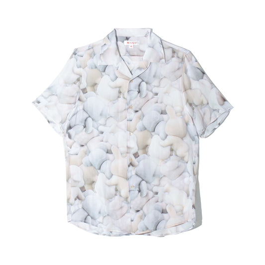 PRINT OPEN COLLAR SILK SHIRT/FLOCKY DOLL