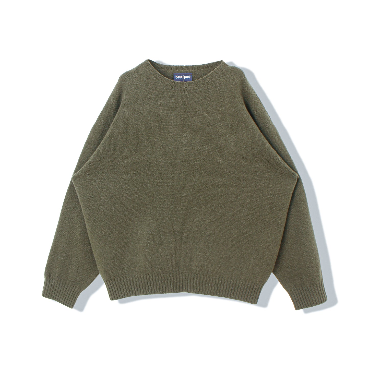 slited leather elbow patch sweater / khaki