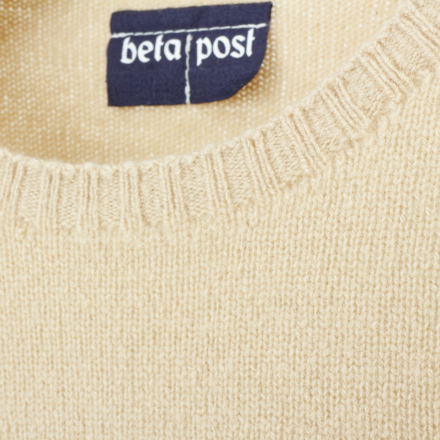 slited leather elbow patch sweater / beige