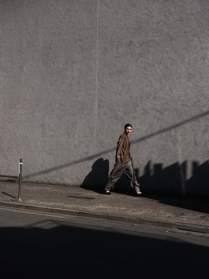 Sumi-Dyed Linen Wide Pnats / sumi-gray